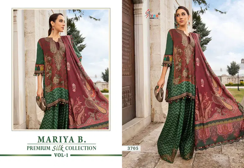 Premium Silk Collection Vol 1 By Mariya B Japan Satin Silk Printed Pakistani Suit Wholesale Online
 